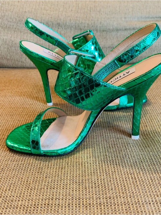 THE ATTICO Mariah Metallic Green Python Embossed Leather Sandals Size 35 / US 5 main image 7